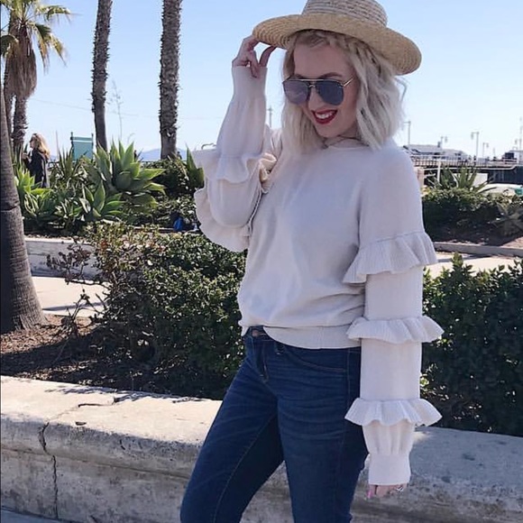 J Crew Ruffle Sleeve Sweater | Poshmark